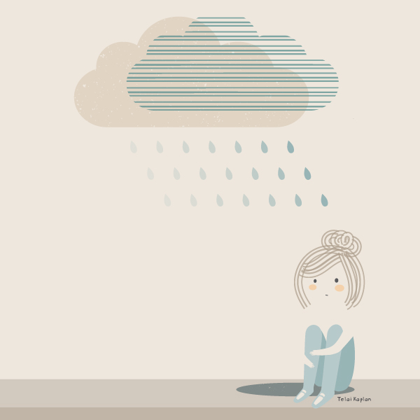 Rain cloud portrait doodle.