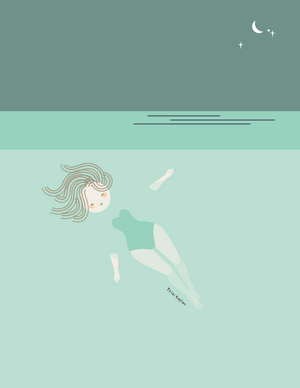 Doodle of a girl floating in water.